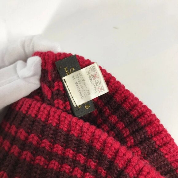 LOUIS VUITTON border beanie hat knit hat knit cap Knit hat wool Red - Picture 4 of 8